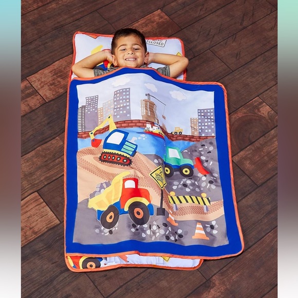 NEW Everyday Kids Toddler Nap Mat with Removable Pillow -Under Construction - Picture 2 of 6